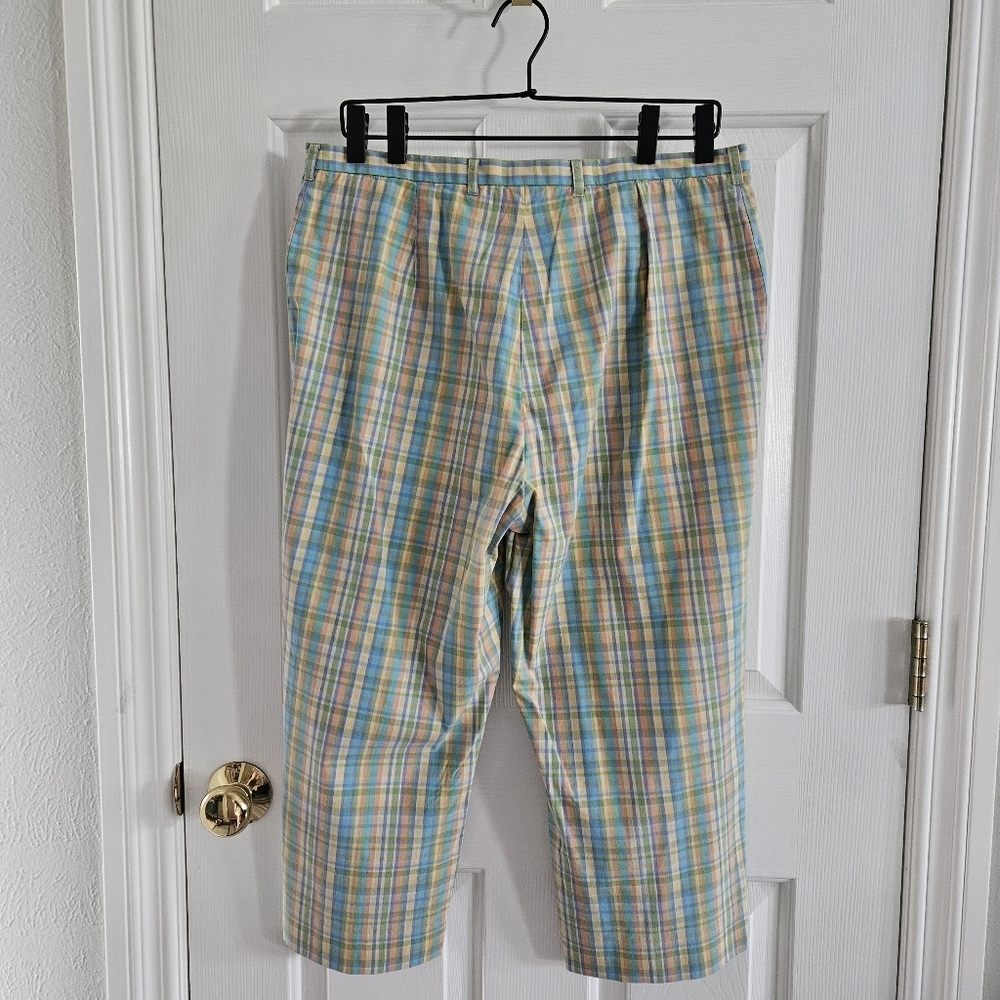 NWOT Vintage Lauren By Ralph Lauren Pastel Plaid Cropped Pants - Picture 5 of 8